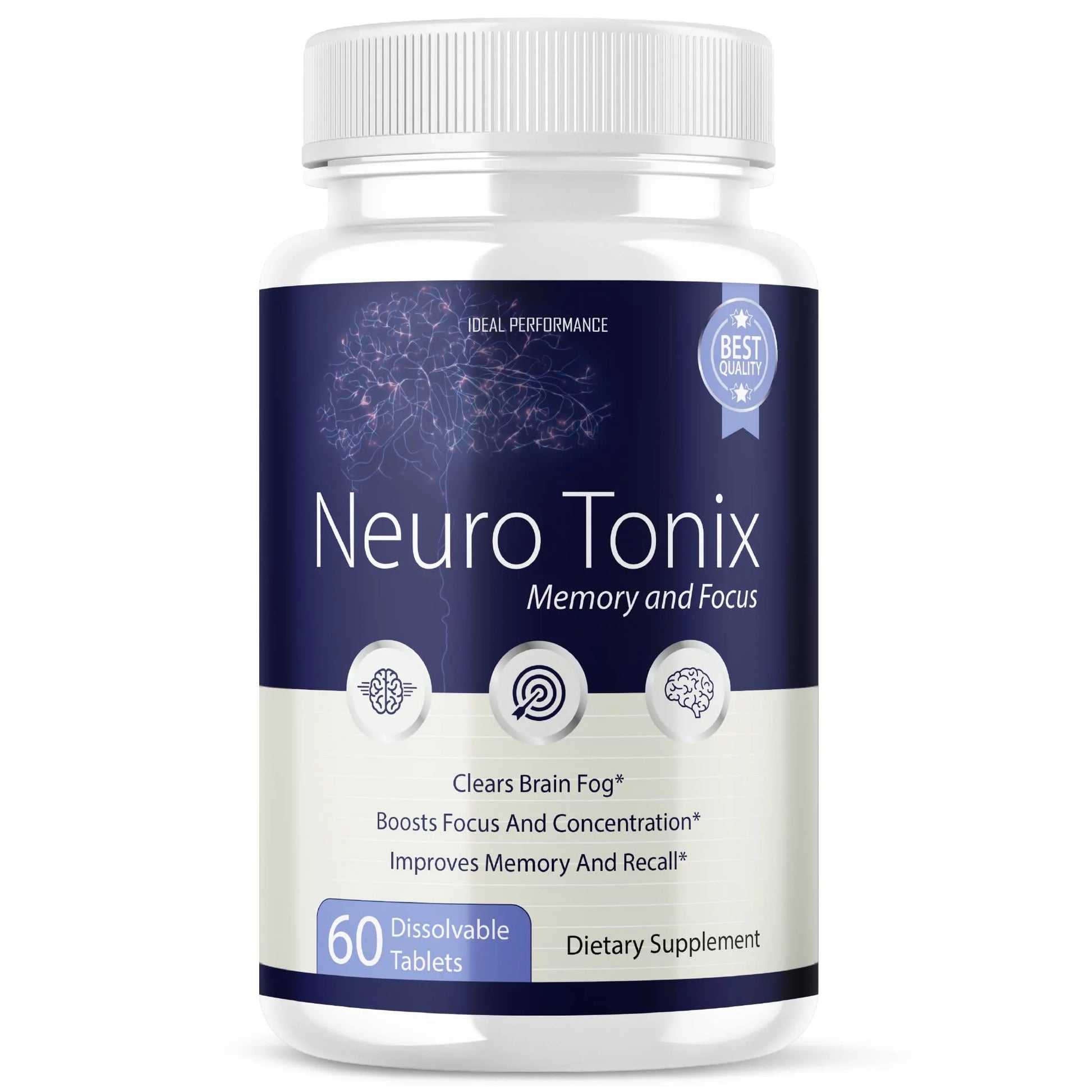 Neurotonix Memory Supplement - Official Formula - Neuro Tonix Memory Tablets for Focus and Memory, Neruotonix Brain Supplement Pills, Neuro Tonix Advanced Formula for Maximum Strength (60 Capsules)