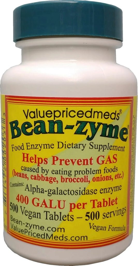 Beano- Bean-Zyme 500Ct Gas Relief & Prevention Is Generic Beano Extra Strength for Less $ than Beano