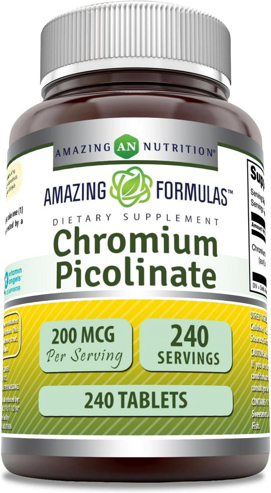 Chromium Picolinate Supplement - 200 Mcg, 240 Tablets