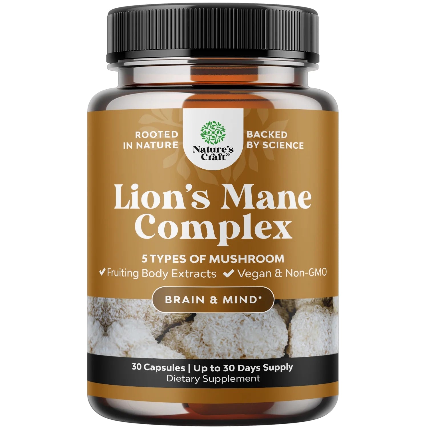 Master Mushroom Complex Nootropic Supplement - 5-In-1 Lion'S Mane Mushroom Supplement Capsules with Chaga Maitake Shiitake and Reishi Mushrooms Blend - Brain Booster Lion'S Mane Supplement - 30 Caps