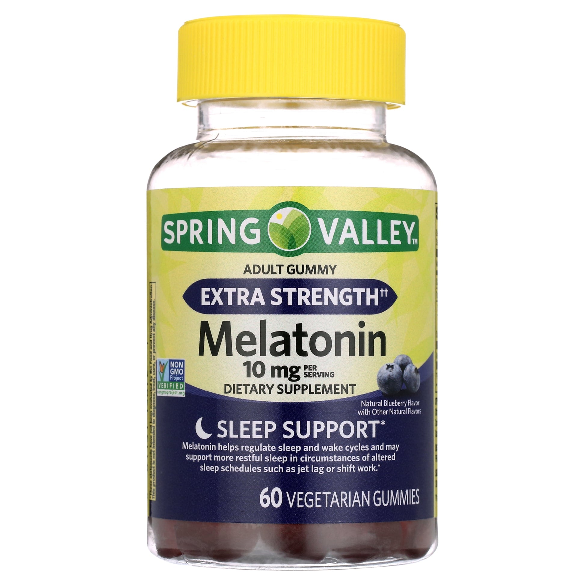 Non GMO Melatonin Dietary Supplement Gummies, Blueberry, 10 Mg, 60 Count